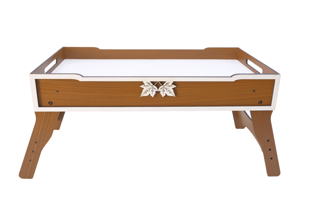 Bandeja Mesa De Cama Com Pés retráteis Para Refeições E Café Da Manhã-Cor Caramelo