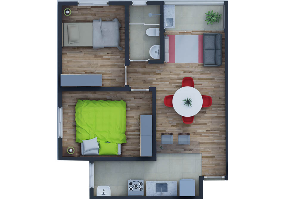 Planta 1 • 47,25m² - Residencial Bella Fiori