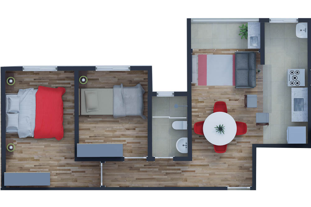 Planta 3 • 49,49m² - Residencial Bella Fiori