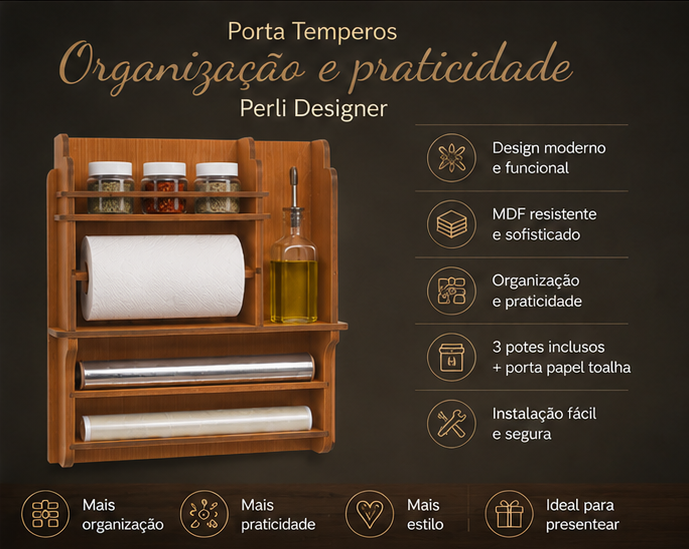 Porta Tempero com Rolos - Caramelo - Imagem 3