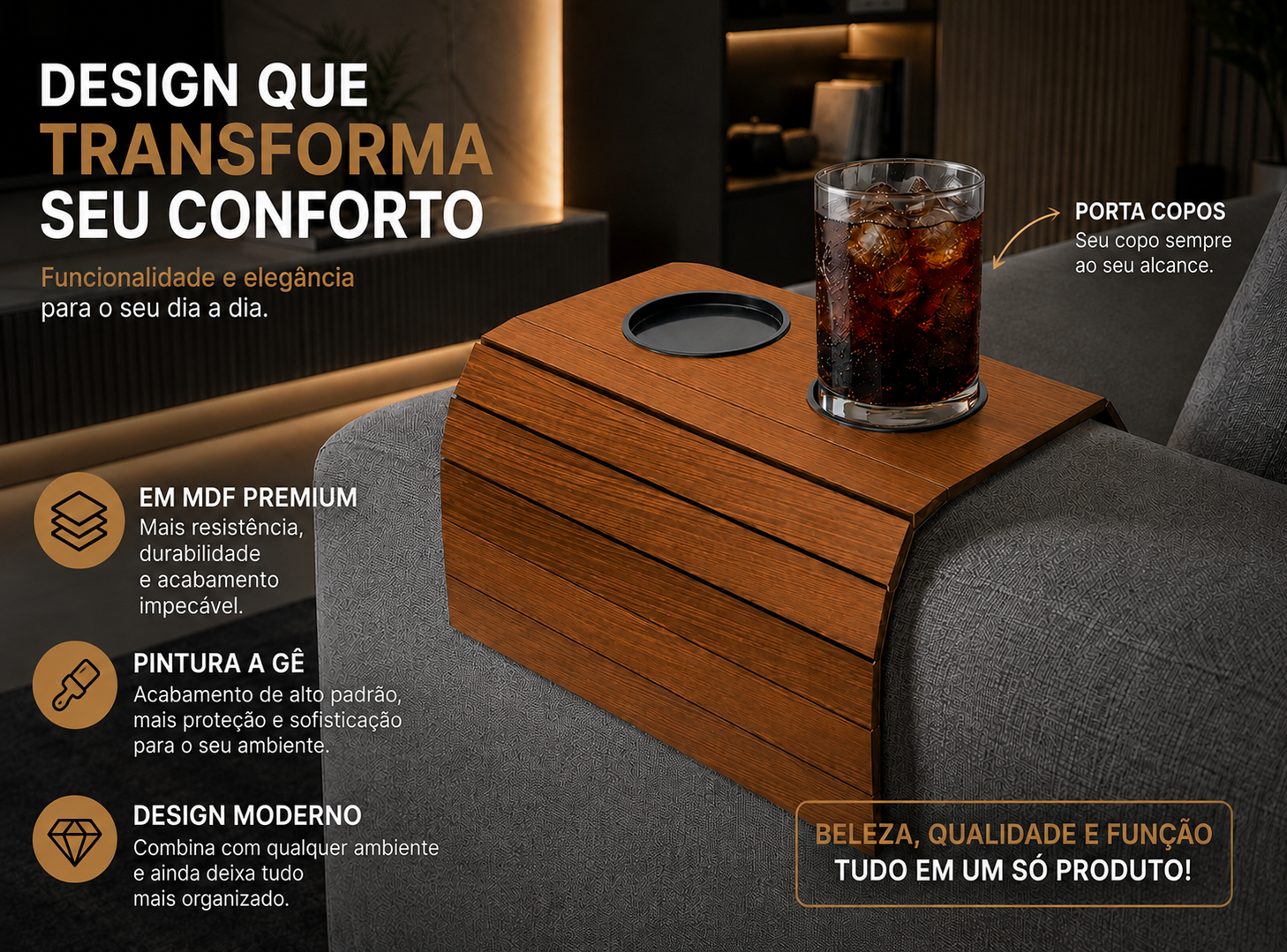 Esteira de Sofá Porta Copos Premium - Imagem 2